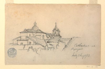 Dibujo, Catedral de Popayán, Colombia, 5 de agosto de 1853 de Frederic Edwin Church