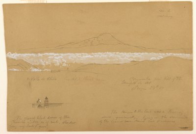 Dibujo, Cayambé, mañana, desde el Templo del Sol, Quito, 24 de junio de 1857 de Frederic Edwin Church