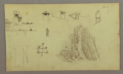 Dibujo, Chimeneas, Cascadas, Figura, etc., Julio posiblemente 1868 de Frederic Edwin Church