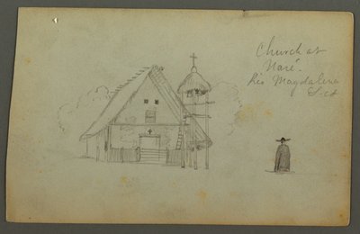 Dibujo, Iglesia de Naré, Río Magdalena, Colombia, 1853 de Frederic Edwin Church