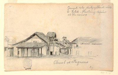 Dibujo, Iglesia de Tuquerres, Colombia, agosto de 1853 de Frederic Edwin Church