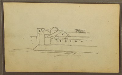 Dibujo, Iglesia, torres; Verso: Figuras en canoa, Bocetos botánicos, 1857 de Frederic Edwin Church