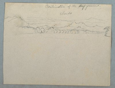 Dibujo, Paisaje montañoso sudamericano cubierto de nubes visto junto a una bahía, 2ª parte , 1853, probablemente mayo de Frederic Edwin Church