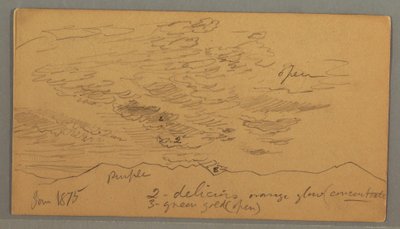 Dibujo, Nube sobre las colinas, enero de 1875 de Frederic Edwin Church