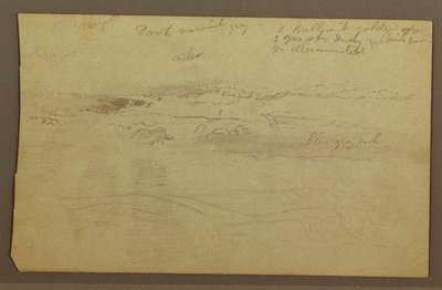Dibujo, Estudio de nubes sobre colinas, década de 1860 de Frederic Edwin Church
