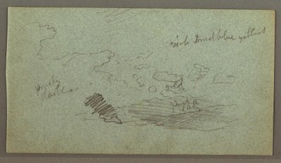 Dibujo, Nubes sobre cordillera, sol bajo, posiblemente 1874 de Frederic Edwin Church