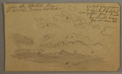 Dibujo, Cielo nublado, luna llena, posiblemente 1865-66 de Frederic Edwin Church
