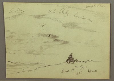 Dibujo, Cielo nublado, ladera, 1870 de Frederic Edwin Church