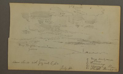 Dibujo, Cielo nublado sobre crestas de colinas (¿Maine), 1860 de Frederic Edwin Church