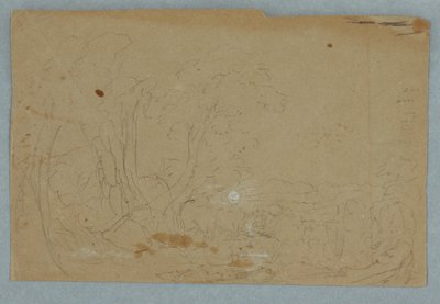 Dibujo, Cielo nublado sobre un paisaje de colinas; reverso: Luna llena reflejada en un arroyo, 1845-50 de Frederic Edwin Church