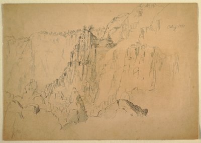 Dibujo, Costa con rocas escarpadas, agosto de 1885 de Frederic Edwin Church