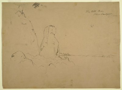 Dibujo, Costa con "The Old Friar Neaer Eastport", ca. 1851 de Frederic Edwin Church
