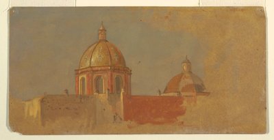 Dibujo, Colombia o Ecuador, tejados de iglesias, 1853 o 1857 de Frederic Edwin Church
