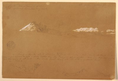 Dibujo, Cotapaxi, mañana, desde el Templo del Sol, Quito, Ecuador, 24 de junio de 1857. de Frederic Edwin Church
