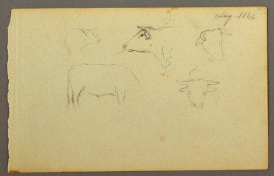 Dibujo, Vacas, 1844 de Frederic Edwin Church