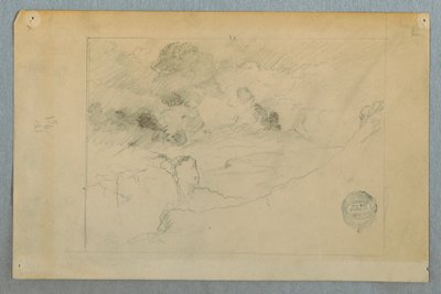 Dibujo, Vista lejana del volcán Sangay en erupción, Ecuador, 1857-62 de Frederic Edwin Church