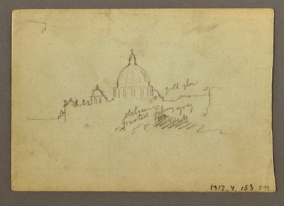 Dibujo, Vista lejana de la cúpula de la basílica de San Pedro, Roma, Italia, enero de 1869 de Frederic Edwin Church