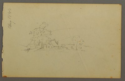 Dibujo, Edificios agrícolas distantes, 1844 de Frederic Edwin Church