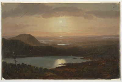 Dibujo, Eagle Lake visto desde Cadillac Mountain, Mount Desert Island, Maine, 1850-60 de Frederic Edwin Church