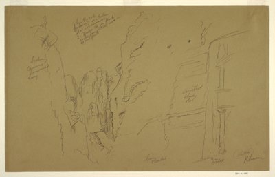 Dibujo, El Khasnesh, Petra Jordania, 26 de febrero de 1868 de Frederic Edwin Church