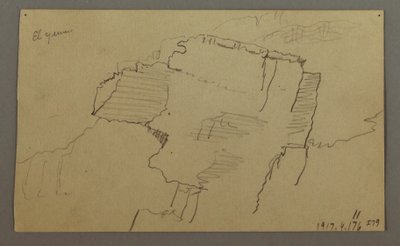 Dibujo, Valle de El Yemen, Arabia:  Pared rocosa, 20 de febrero de 1868 de Frederic Edwin Church