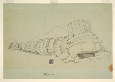 Dibujo, Columna caída del Templo de Zeus Olímpico, Atenas, abril de 1869 de Frederic Edwin Church