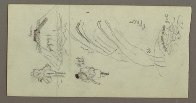 Dibujo, Figura montada en camello, Figura paseando, Hilside y Hilltop, posiblemente 1868 de Frederic Edwin Church