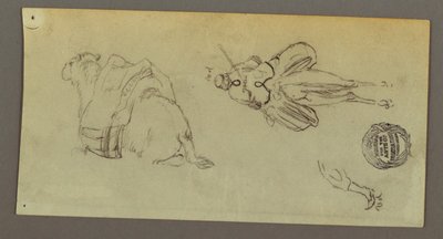 Dibujo, Figura montando camello, Camello sentado, posiblemente 1868 de Frederic Edwin Church