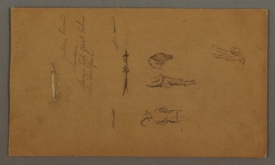 Dibujo, Estudios de figuras, Figura en barca, Pez, posiblemente 1868 de Frederic Edwin Church