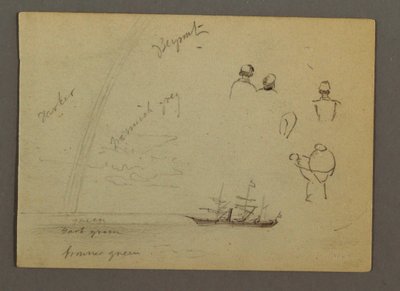 Dibujo, Estudios de figuras, Velero, Arco iris, posiblemente 1868 de Frederic Edwin Church