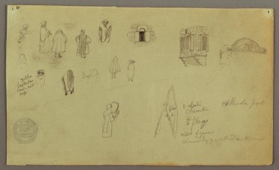 Dibujo, Estudios de figuras, Bandera de ventanas, posiblemente 1868 de Frederic Edwin Church