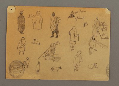 Dibujo, Estudios de figuras con perros, Egipto, 1868 de Frederic Edwin Church
