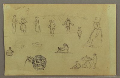 Dibujo, Estudios de figuras por el surf, posiblemente 1857-58 de Frederic Edwin Church