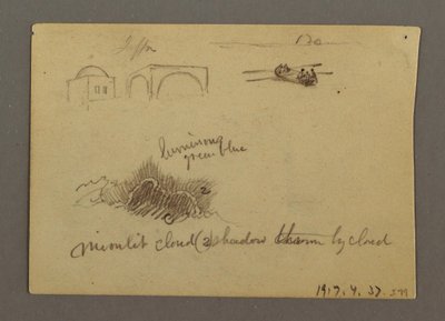 Dibujo, Figuras y una torre de señales, Egipto, posiblemente 1868 de Frederic Edwin Church