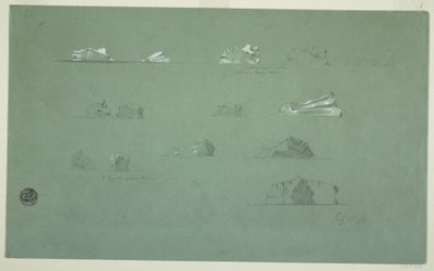 Dibujo, Icebergs flotantes, 1 de julio de 1859 de Frederic Edwin Church
