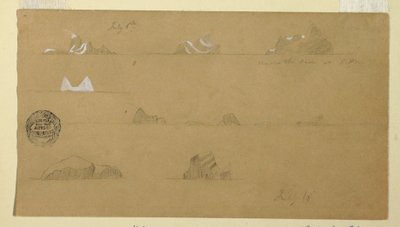 Dibujo, Icebergs flotantes, 6 y 16 de julio de 1859 de Frederic Edwin Church