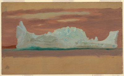 Dibujo, Icebergs flotantes bajo cielo nublado, Terranova, julio de 1859 de Frederic Edwin Church