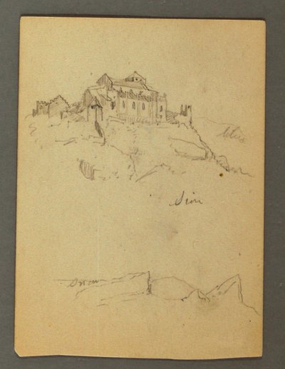 Dibujo, Fortificación de Clifftops, Sion, Valle del Ródano, posiblemente 1868 de Frederic Edwin Church