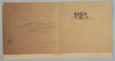 Dibujo, Portal y vista parcial de Guaranda, Ecuador, 3 de junio de 1857 de Frederic Edwin Church