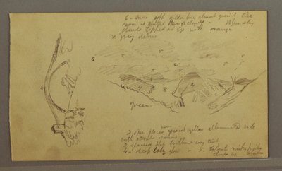 Dibujo, Glaciar, puente y casa, septiembre de 1868 de Frederic Edwin Church