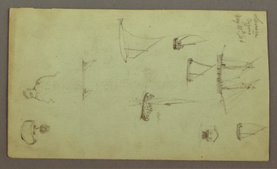 Dibujo, Cabeza de hombre, Hombre fumando, Estudios de velero, Casa, 27 de mayo de 1868 de Frederic Edwin Church