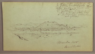 Dibujo, colinas, río, marzo de 1858 de Frederic Edwin Church