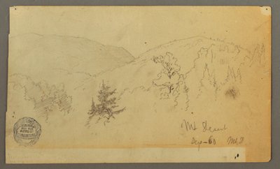 Dibujo, Colinas con árboles, 1860 de Frederic Edwin Church