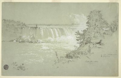 Dibujo, Horseshoe Falls y Goat Island del Banco Canadiense, 6 de octubre de 1856 de Frederic Edwin Church