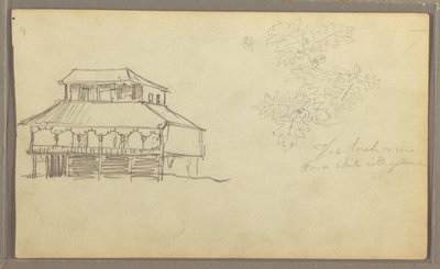 Dibujo, Casa, Bosquejo botánico, Ecuador o Colombia, 1857 de Frederic Edwin Church