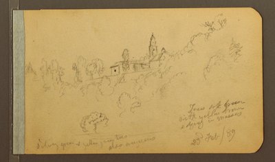 Dibujo, Casas, Steeple, 23 de febrero de 1889 de Frederic Edwin Church