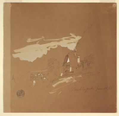 Dibujo, Casas cerca de Berchtesgaden, Baviera, 26 de julio de 1868 de Frederic Edwin Church