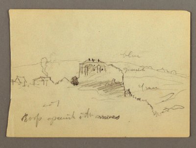 Dibujo, Casas en la cima de una colina, posiblemente 1868-69 de Frederic Edwin Church