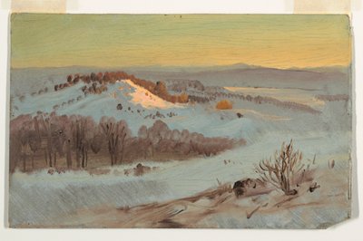 Dibujo, Hudson Valley, Nueva York en invierno, 1869-70 de Frederic Edwin Church