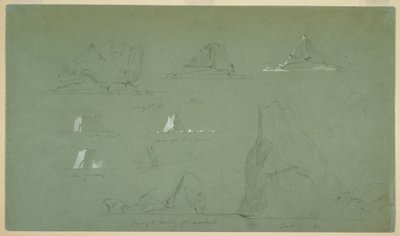 Dibujo, Icebergs, 7 y 9 de julio de 1859 de Frederic Edwin Church